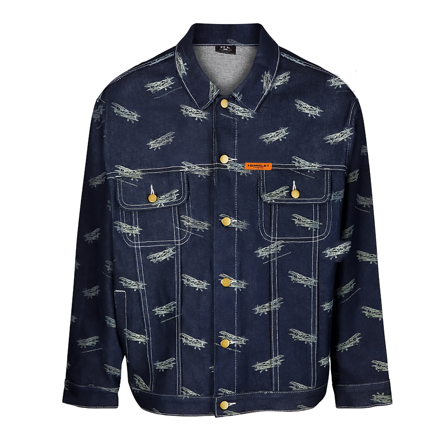 PLANE Indigo Engraved Denim Oversized Jacket